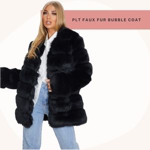 Pretty Little Thing Black Faux Fur Bubble Coat